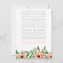 Wedding Place Setting Place Card Thank You Message