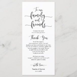 Wedding Place Setting Thank You, Black Font Card