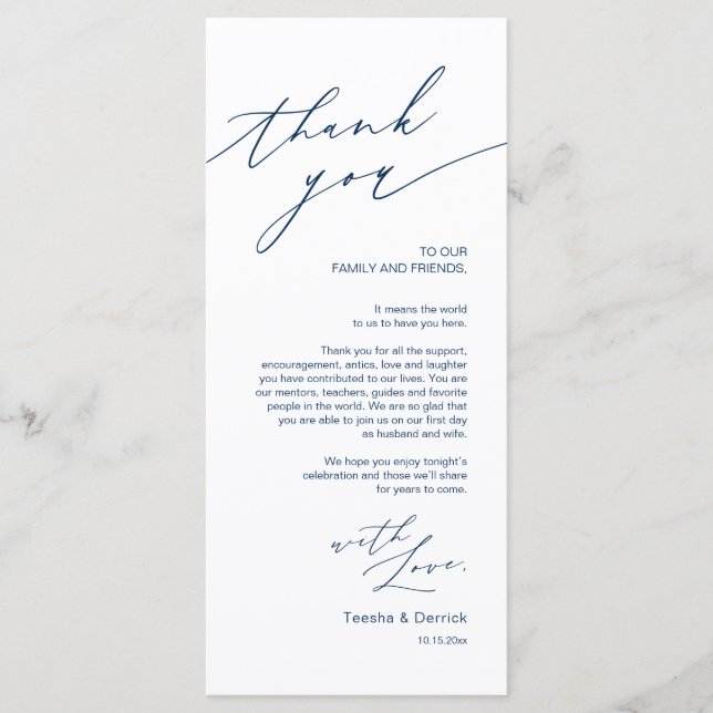 Wedding Place Setting Thank You Minimalist Card (Front)