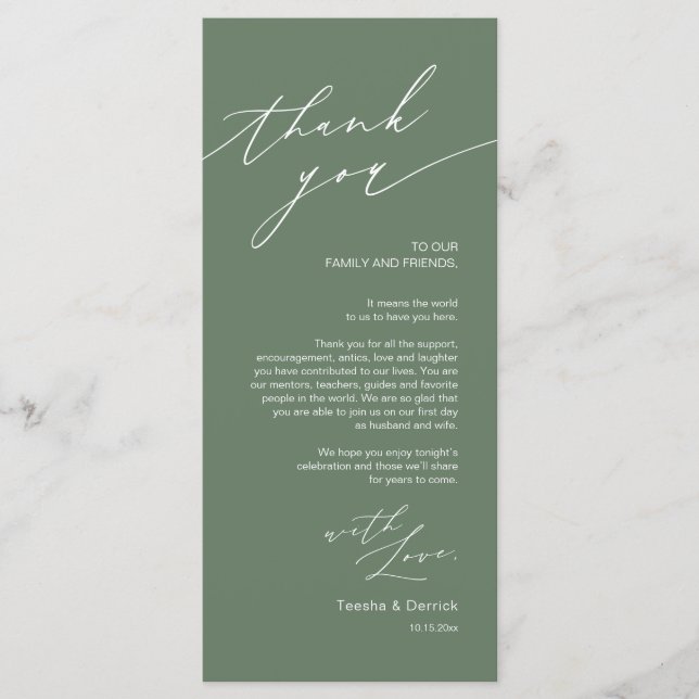 Wedding Place Setting Thank You Minimalist Card (Front)