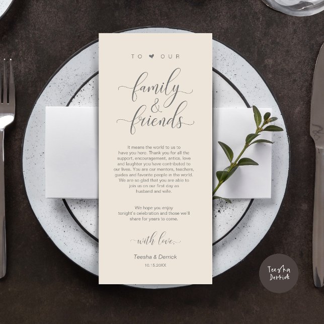 Wedding Place Setting Thank You Modern Classy Card (Modern Classy Wedding Dinner Place Setting Thank You Card, in Cream and Grey)