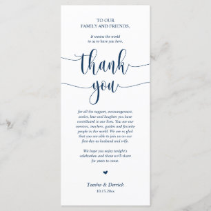 Wedding Place Setting Thank You, Navy Blue Card