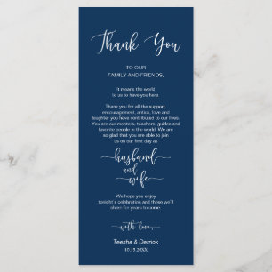 Wedding Place Setting Thank You, Navy Blue Cards