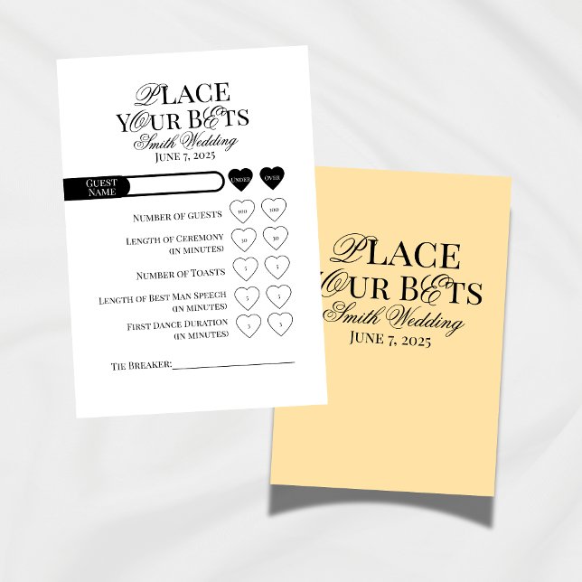 Wedding Place Your Bets Editable Template Table Number (Add extra excitement to your wedding day with this fun "Place Your Bets" Wedding Game!)
