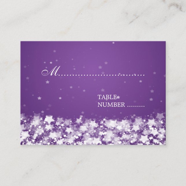 Wedding Placecards Dazzling Stars Purple (Front)