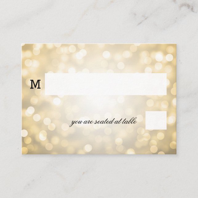 Wedding Placecards Gold Glitter Lights (Front)