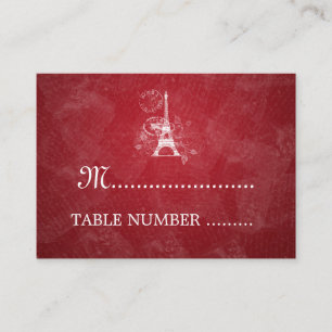Wedding Placecards Romantic Paris Red