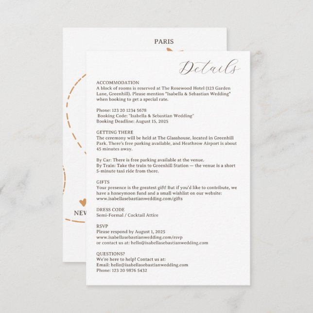 Wedding Plane Travel Flight Details Enclosure Card (Front/Back)