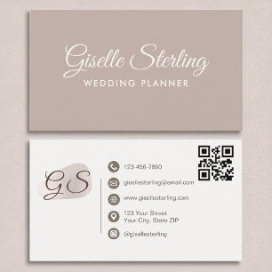 Wedding Planner Blush Mauve Modern Elegant QR Code Business Card
