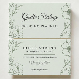 Wedding Planner Botanical Sage Green Modern Business Card
