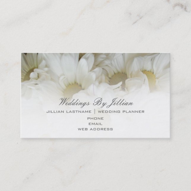 Wedding Planner Business Card - White Daisies (Front)