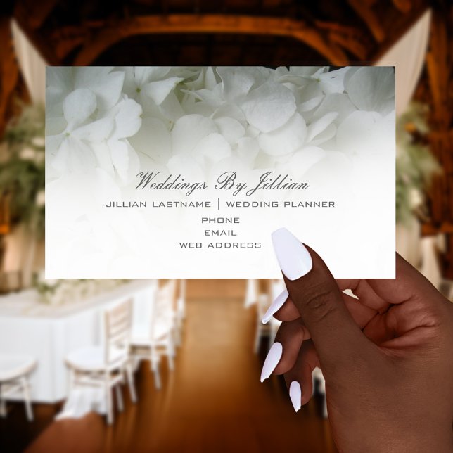 Wedding Planner Business Card - White hydrangeas (Creator Uploaded)