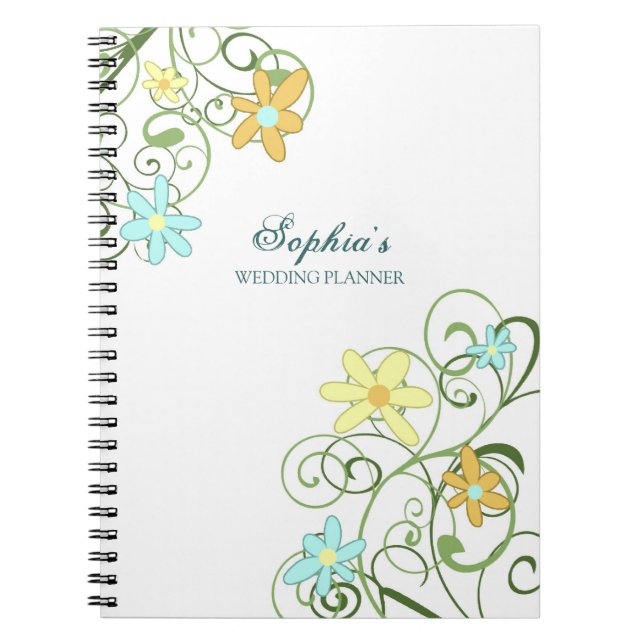 Wedding Planner Custom Name Spring Floral Notebook (Front)