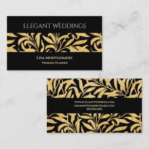 Wedding Planner Elegant Gold Black Business Card
