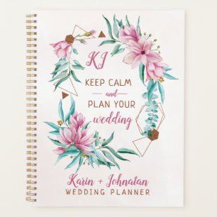 Wedding planner floral chic pink gold monogrammed