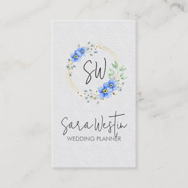Wedding Planner Flower Floral Monogram Business Ca Business Card (Front)