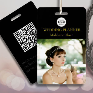 Wedding Planner ID Photo Black QR Code Logo Badge ID Badge