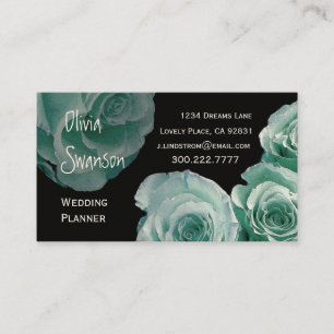 WEDDING PLANNER Mint Rose Business Card Template