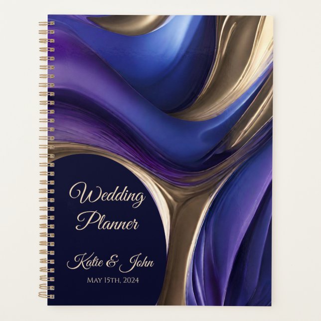 Wedding-Planner-Modern Abstract-Blue Purple Gold- Planner (Front)