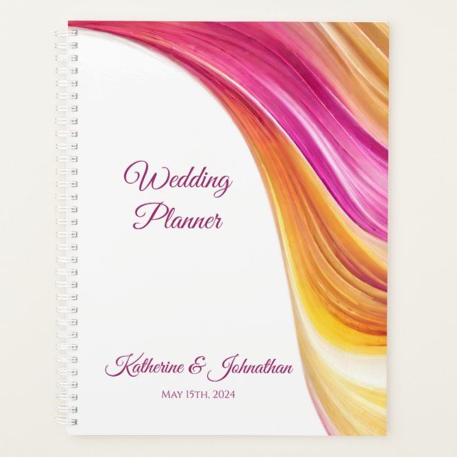 Wedding-Planner-Modern Abstract-Pink Orange Yellow Planner (Front)