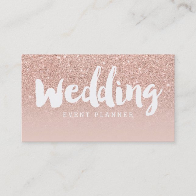 Wedding planner modern typography blush rose gold business card (Front)