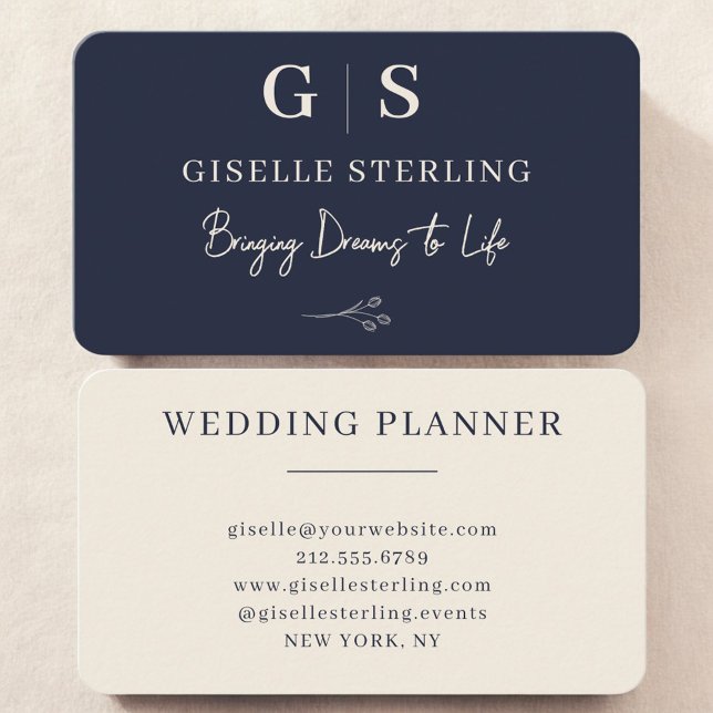 Wedding Planner Navy Blue Business Card (Creator Uploaded)