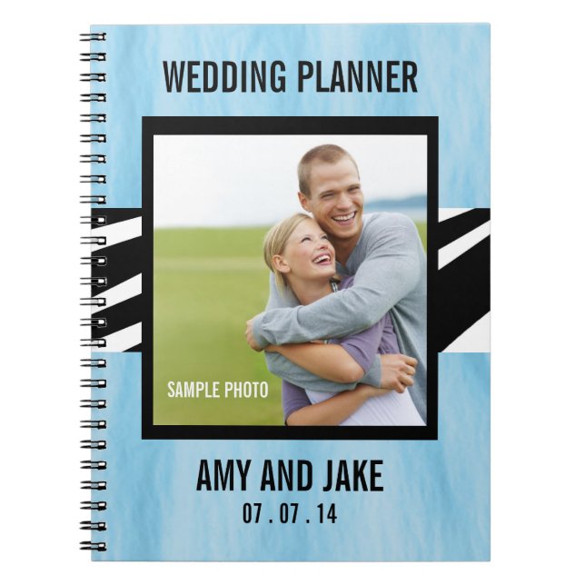 Wedding Planner Notebook Photo Zebra Blue (Front)