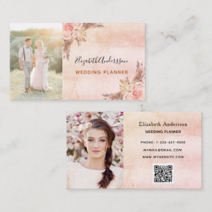 Wedding planner pampas grass QR code Business Card