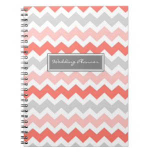 Wedding Planner Peach Gray Chevrons Notebook