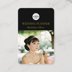 Wedding Planner Photo Black QR Code Business Card