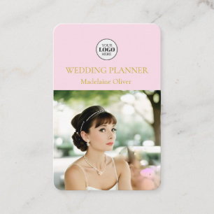 Wedding Planner Photo Pink QR Code Business Card