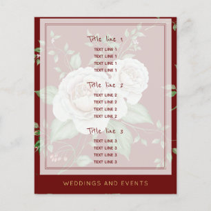 Wedding Planner   Red Burgundy Gold Roses Template Flyer