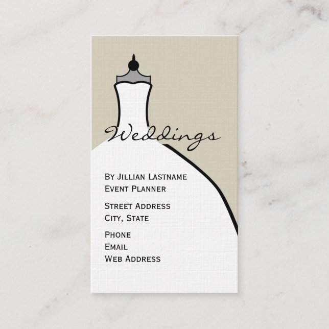 Wedding Planner - Wedding Dress Form Business Card (Front)