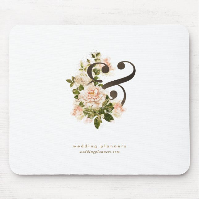 Wedding Planning Romantic Peach Rose Ampersand Mouse Pad (Front)