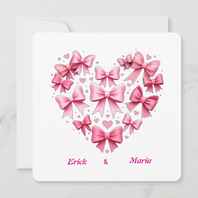 Wedding plus Valentine´s bows pink  Invitation (Front)
