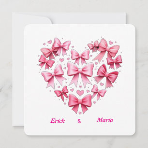 Wedding plus Valentine´s bows pink Invitation