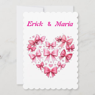 Wedding plus Valentine´s bows pink  Invitation