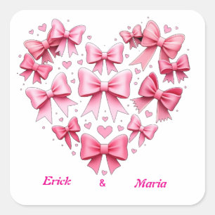 Wedding plus Valentine´s bows pink Square Sticker