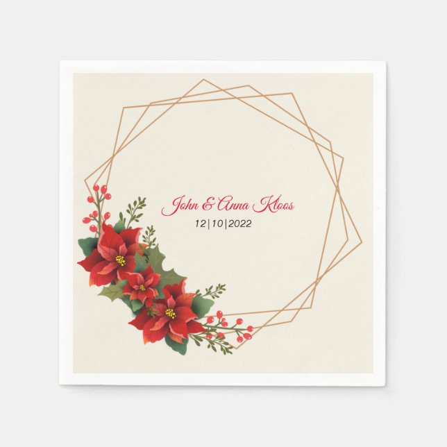 Wedding Poinsettia   Napkins (Front)