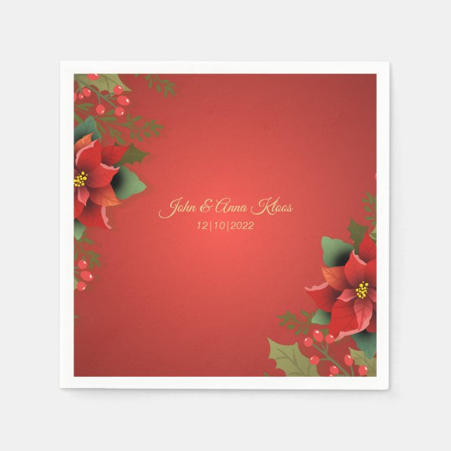 Wedding Poinsettia   Napkins (Front)