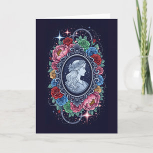 Wedding portrait floral patterns and interwoven  card