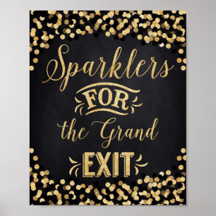 Wedding Poster Black Gold- Sparklers