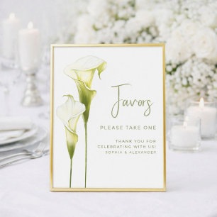 Wedding Poster Favours "Delicate calla lilies".