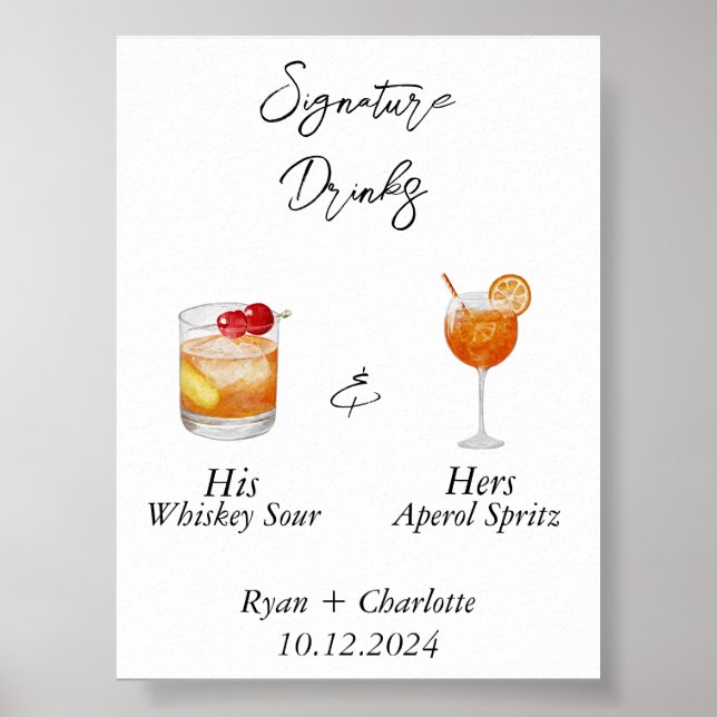 Wedding Poster - His and Hers Signature Cocktails (Front)