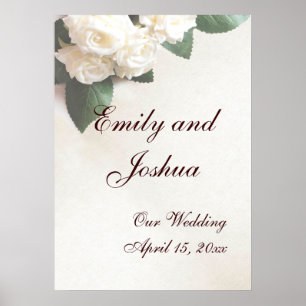 Wedding Poster Template Soft White Roses