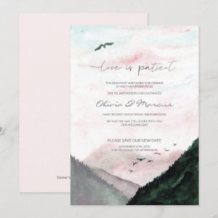 WEDDING Postponed Announcement Watercolor Mountain