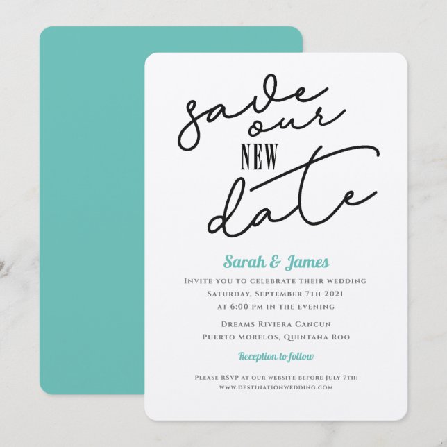 Wedding Postponed Save the NEW Date Invitation (Front/Back)