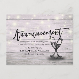 Wedding Postponement Announcement Change of Plans Postcard