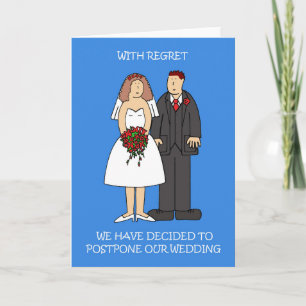 Wedding Postponement Cartoon Couple. Card