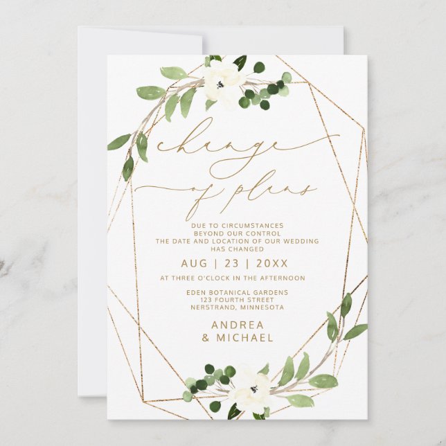 Wedding Postponement Change of Plans Geometric Invitation (Front)
